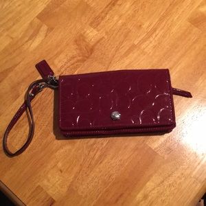 COACH red patent leather wallet/wristlet EUC